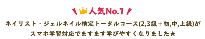 人気No.1 ネイリスト・ジェルネイル検定トータルコース(2,3級+初,中,上級)かがスマホ学習対応でますます学びやすくなりました★